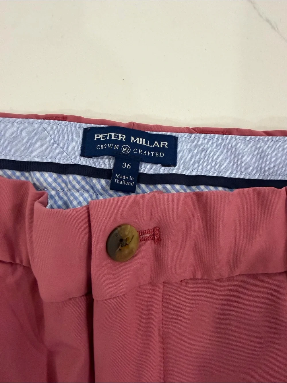 Peter Millar Crown Crafted Men's Size 36 Performance Golf Shorts Pink Red Solid
